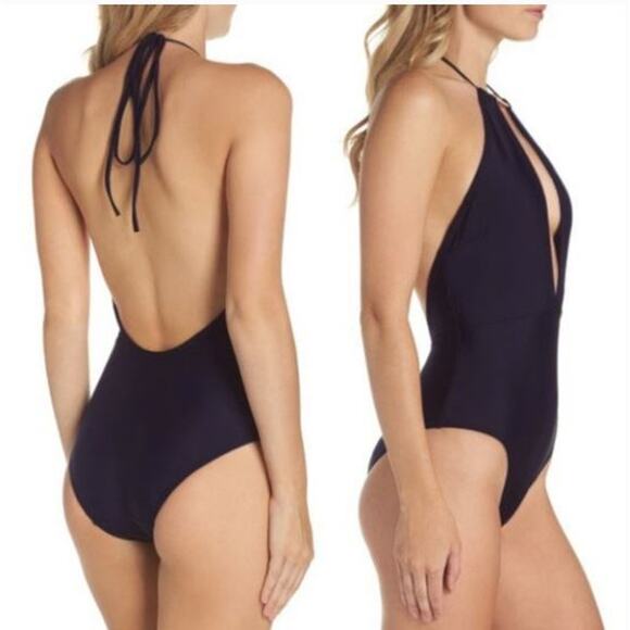 Ted Baker Pikka Halter One Piece Swimsuit Navy Blue - Picture 1 of 5